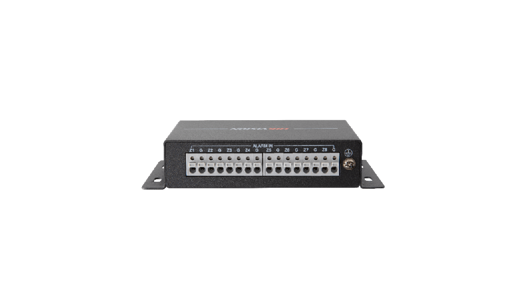 Hikvision Expansor de 8 zonas de alarma soporta circuitos NO/NC y EOL. Bus RS-485