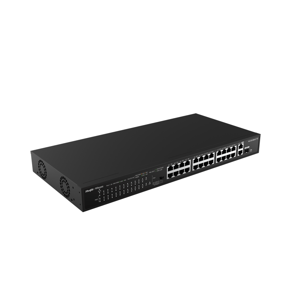[RG-ES126S-LP-V2] Reyee RG-ES126S-LP-V2 Switch rackeable No admin 24 Puertos PoE 10/100Mbps 4 puerto 10/100/1000Mbps