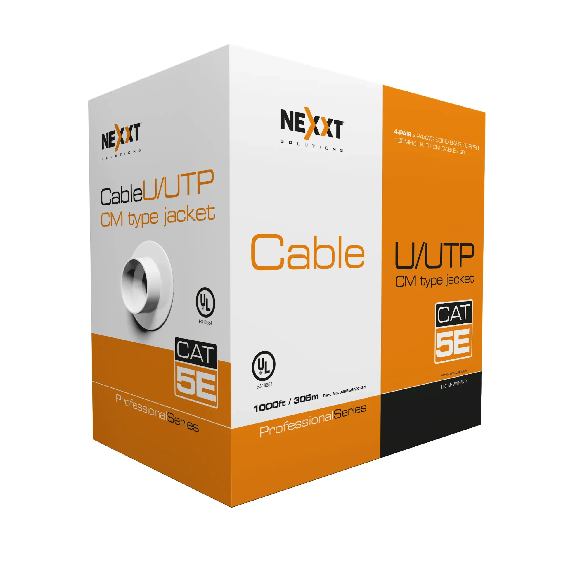 Nexxt AB355NXT31 Cable U/UTP Cat5e interior caja 305 m Gris
